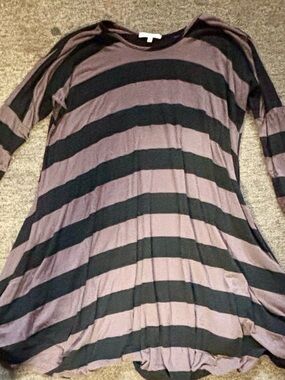 Charlotte Russe Mauve and Black Striped Tee Dress